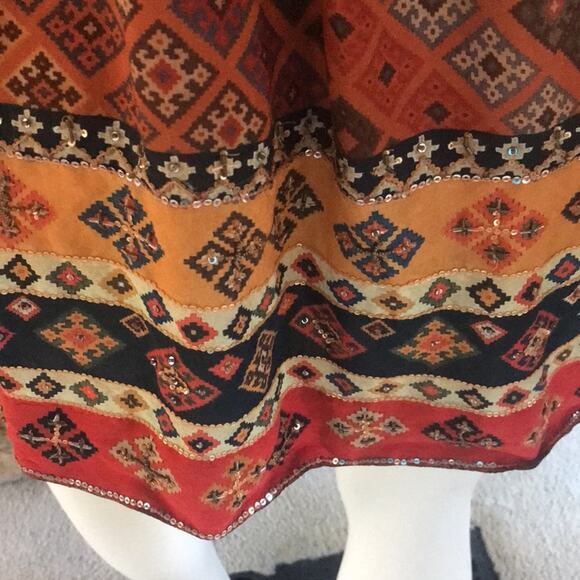 Anthropologie Tanvi Kedia "Sumana" Tunic Orange Beaded Short Sleeve Dress XS - Picture 8 of 10